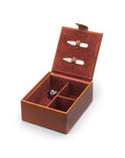 Men's leather accessory box, tan, open