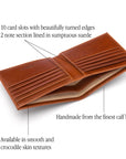 Men's leather billfold wallet, havana tan, featurest