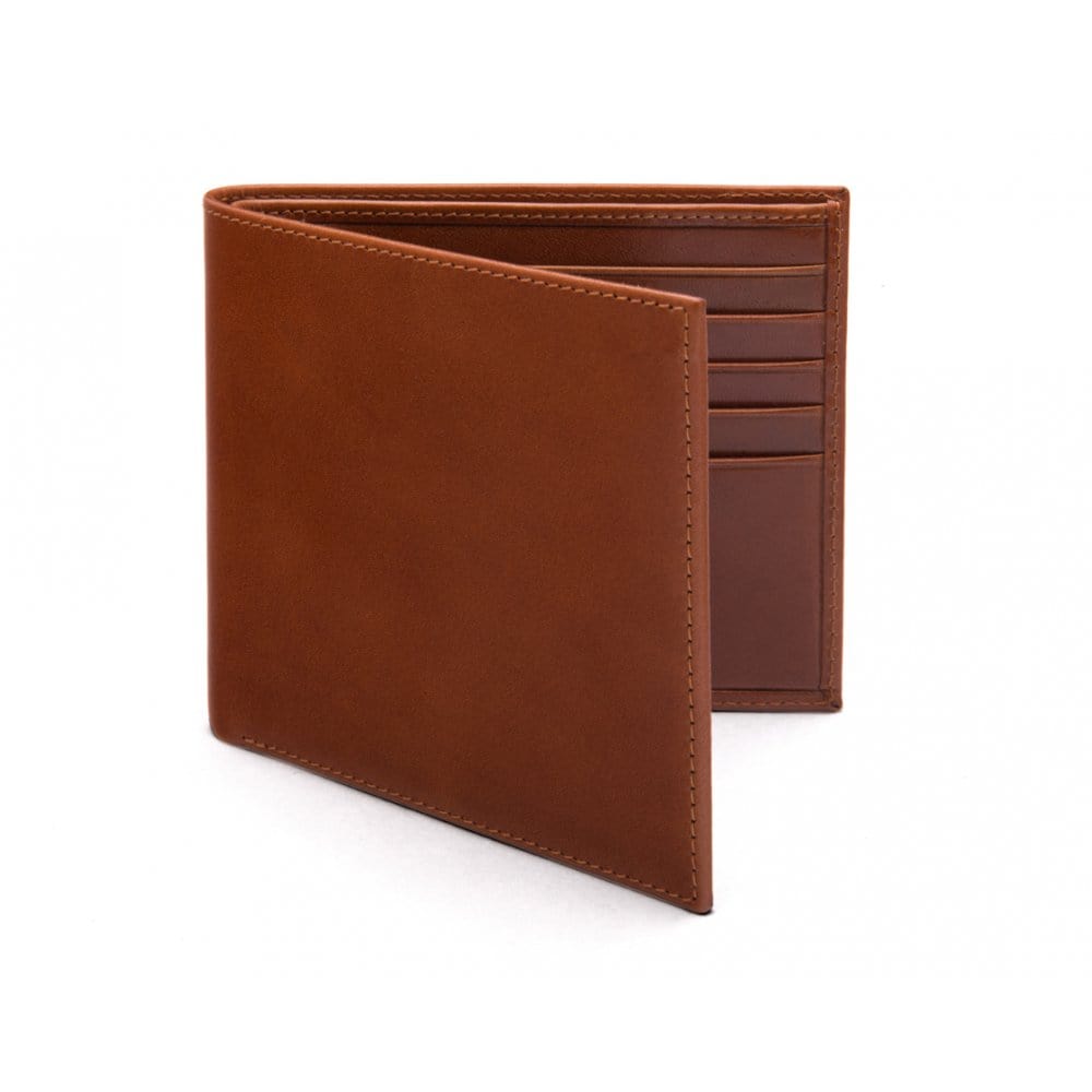 Men's leather billfold wallet, havana tan, front