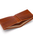 Men's leather billfold wallet, havana tan, inside