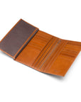 Men's tall leather wallet with 24 CC, havana tan, inside