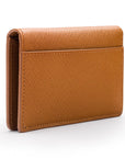 RFID bifold credit card holder, tan saffiano, back view