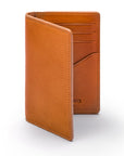 Leather card holder with RFID protection, havana tan, front