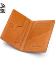 Leather card holder with RFID protection, havana tan, inside