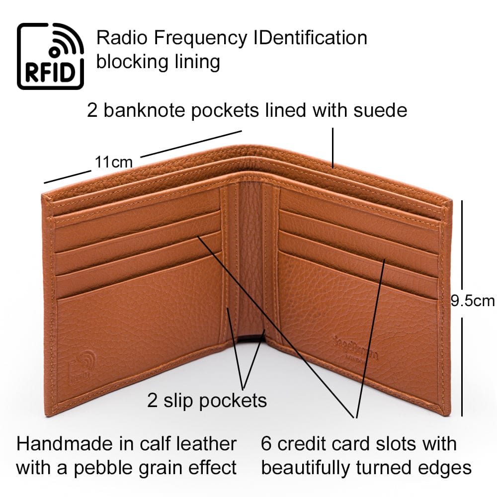 RFID wallet, tan, features