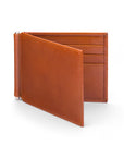 Havana Tan Compact Leather Wallet With Money Clip