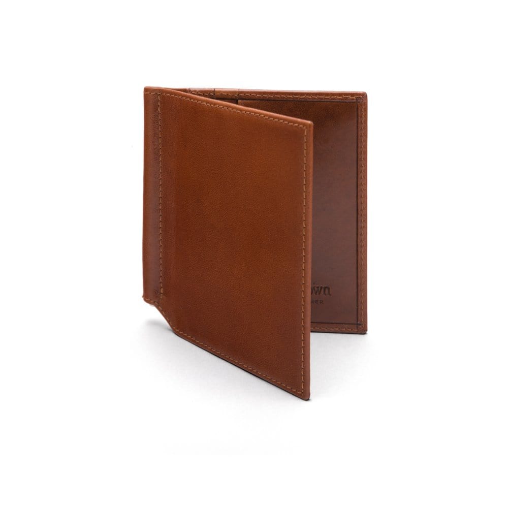 Havana Tan Compact Leather Money Clip Wallet