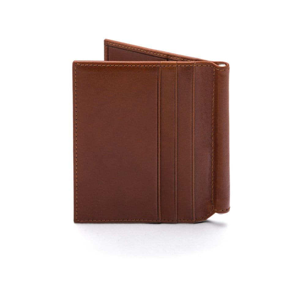 Havana Tan Compact Leather Money Clip Wallet