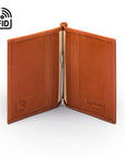 Clip wallet for men, havana tan, inside view