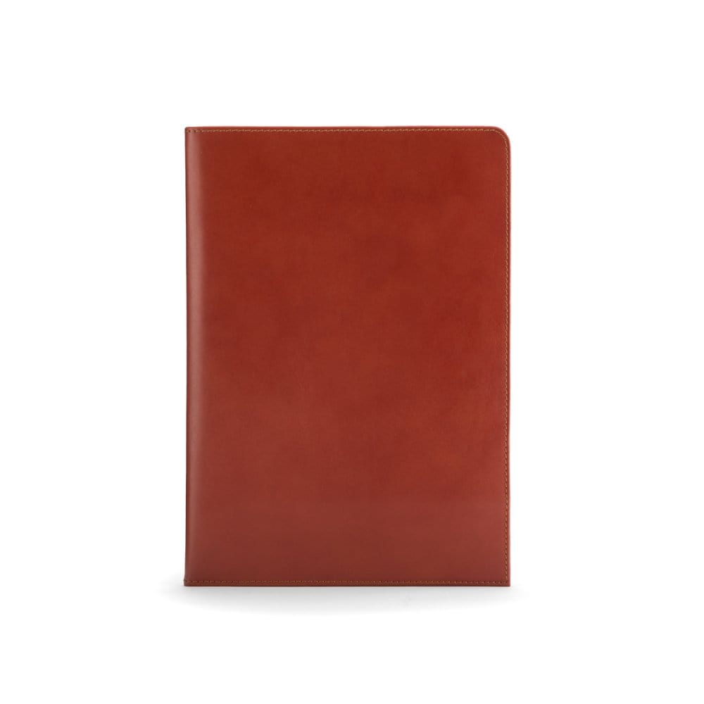 Simple leather document folder, havana tan, front