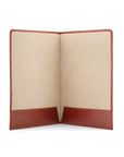 Simple leather document folder, havana tan, open