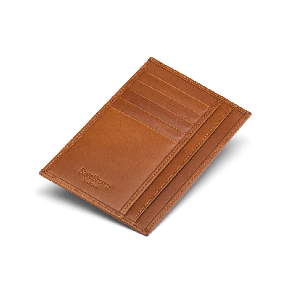 Havana Tan Slim Flat Leather Pocket Jotter Card Wallet