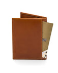 RFID leather credit card holder, havana tan, back