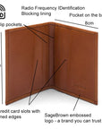 RFID leather credit card holder, havana tan, features