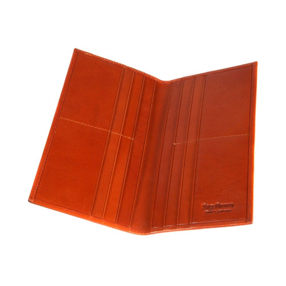 Havana Tan Slim Leather Tall Top Pocket Wallet With 12 CC