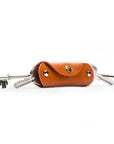 Small leather key holder, havana tan, front