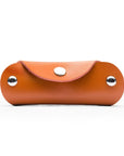 Small leather key holder, havana tan, front view