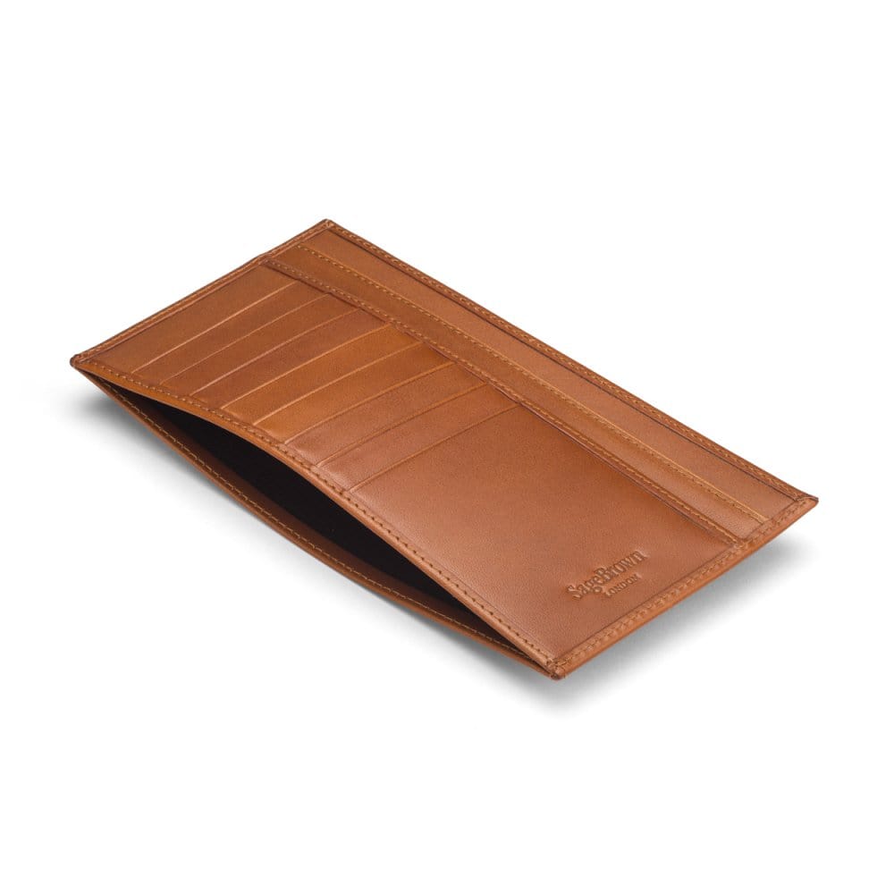 Havana Tan Tall Flat Leather Wallet With 8 CC