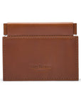 Leather squeeze spring coin purse, havana tan, back