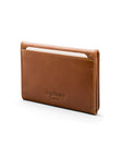 Leather tri-fold travel card holder, havana tan, back