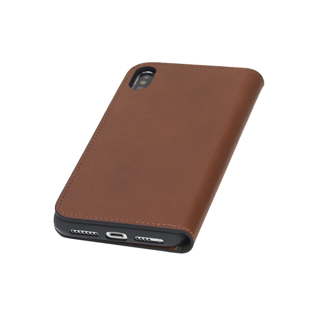 iPhone XS Max wallet case, havana tan, base