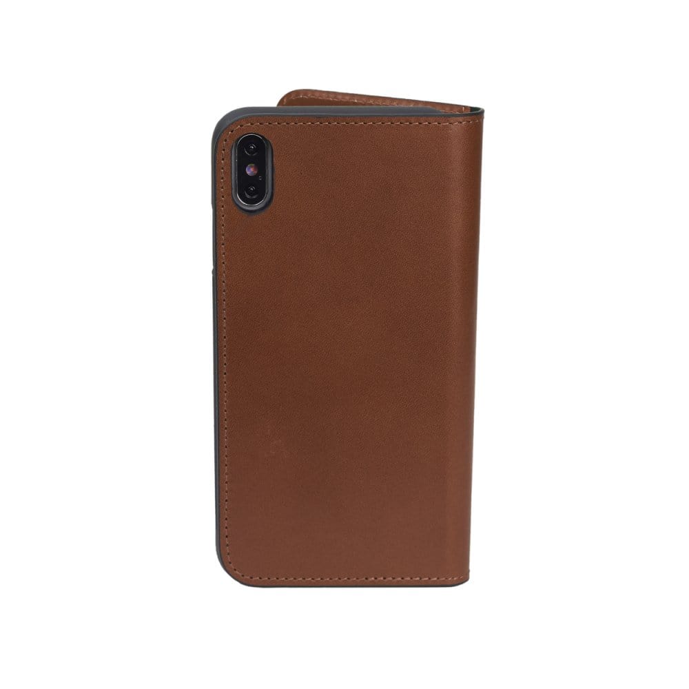 iPhone XS Max wallet case, havana tan, back