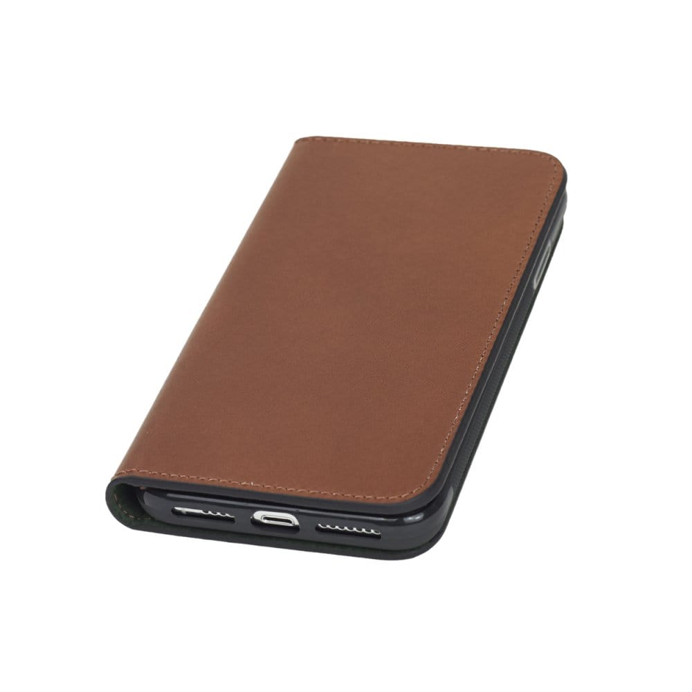 iPhone XS Max wallet case, havana tan, front