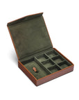 Large leather accessory box, havana tan, inside