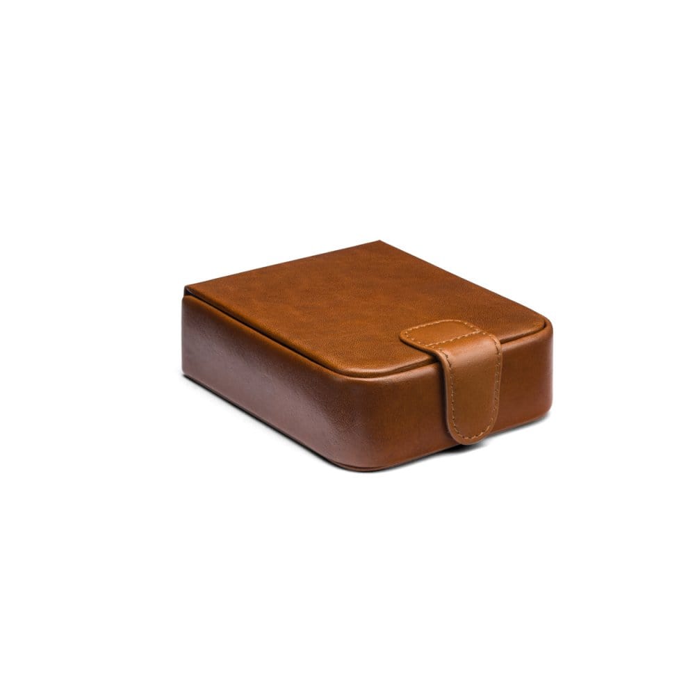 Leather accessory box, tan, front