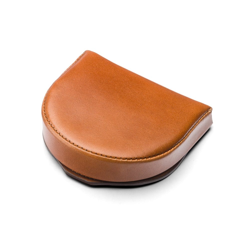 Leather horseshoe coin purse, havana tan, front