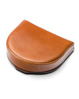 Leather horseshoe coin purse, havana tan, front