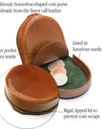 Leather horseshoe coin purse, havana tan, features