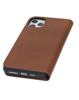 Leather iPhone 11 Pro Max wallet case, havana tan, base