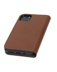 Leather iPhone 11 Pro wallet case, havana tan, back