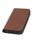 Leather iPhone 11 Pro wallet case, havana tan, front