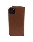 Leather iPhone 11 Pro wallet case, havana tan, reverse