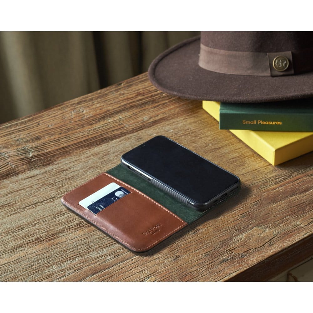 Havana Tan With Green Leather iPhone 11 Pro Wallet Case 