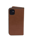 Leather iPhone 11 wallet case, havana tan, back