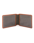 Leather Oyster card holder, havana tan, open