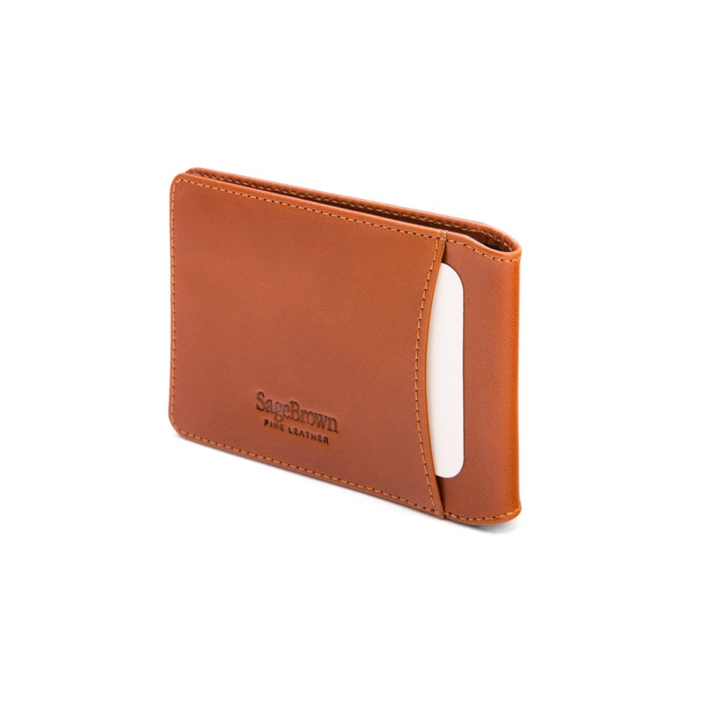 Leather Oyster card holder, havana tan, back
