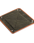 Leather valet tray, havana tan with green, flat