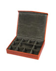 Men's Large Cufflink Box - Havana Tan With Green