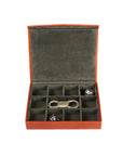 Men's Large Cufflink Box - Havana Tan With Green