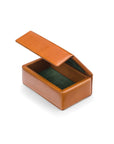 Mini leather accessory box, tan, open