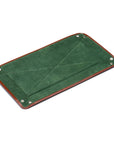 Rectangular valet tray, havana tan with green, flat