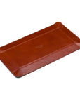 Rectangular valet tray, havana tan with green, flat base