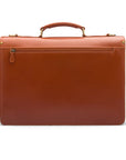 Bridle hide briefcase with brass lock, Harvard, tan, back