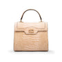 Leather signature Morgan bag, ivory croc, front view