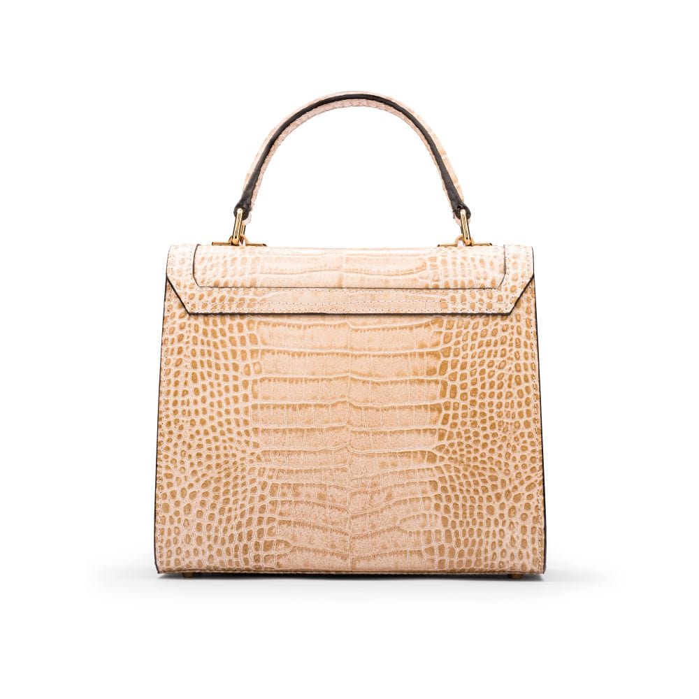 Leather signature Morgan bag, ivory croc, back view