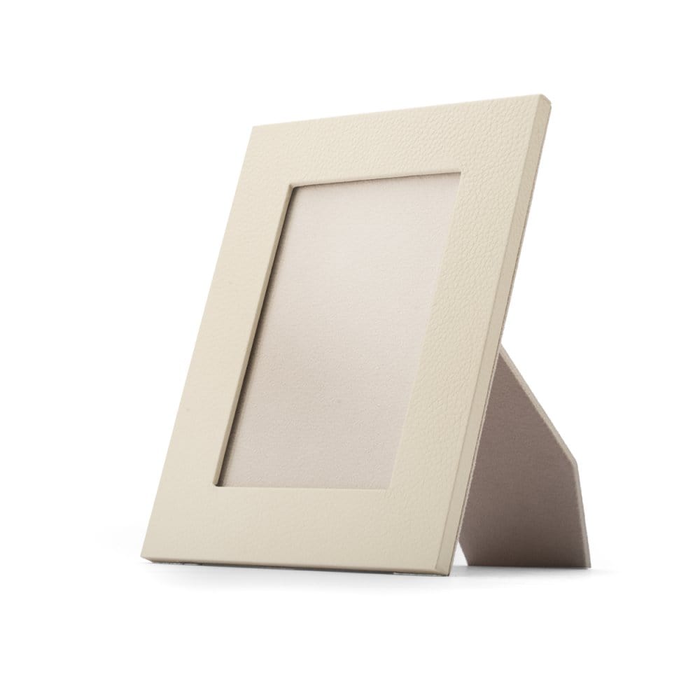 Leather photo frame, ivory, 6x4", front
